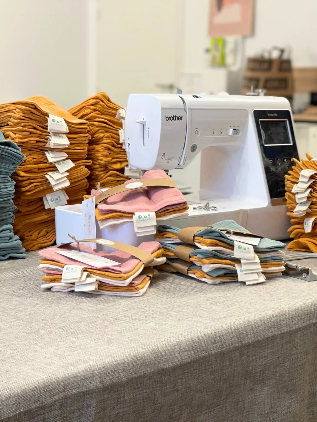 Atelier de couture des langes en gaze de coton
