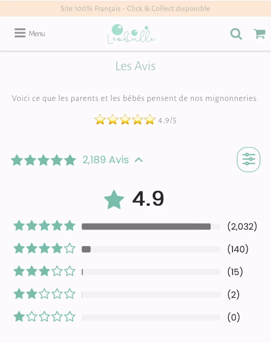 Récolter des avis clients : la méthode qui m'en a apporté 2 189 Page d’avis clients de Leobulle : 2 189 avis pour une note moyenne de 4,9 sur 5