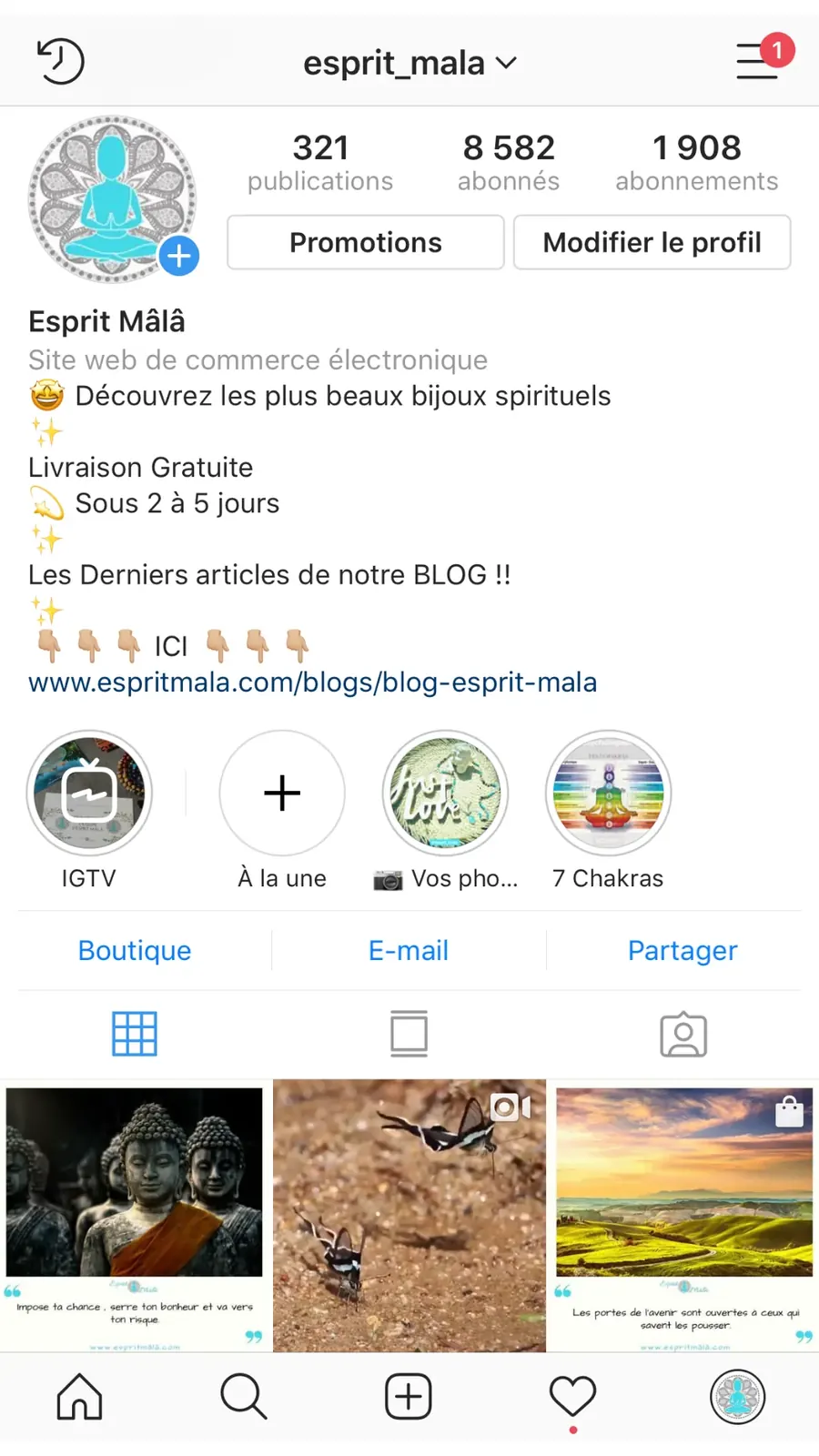 Compte Instagram de la marque de bracelets