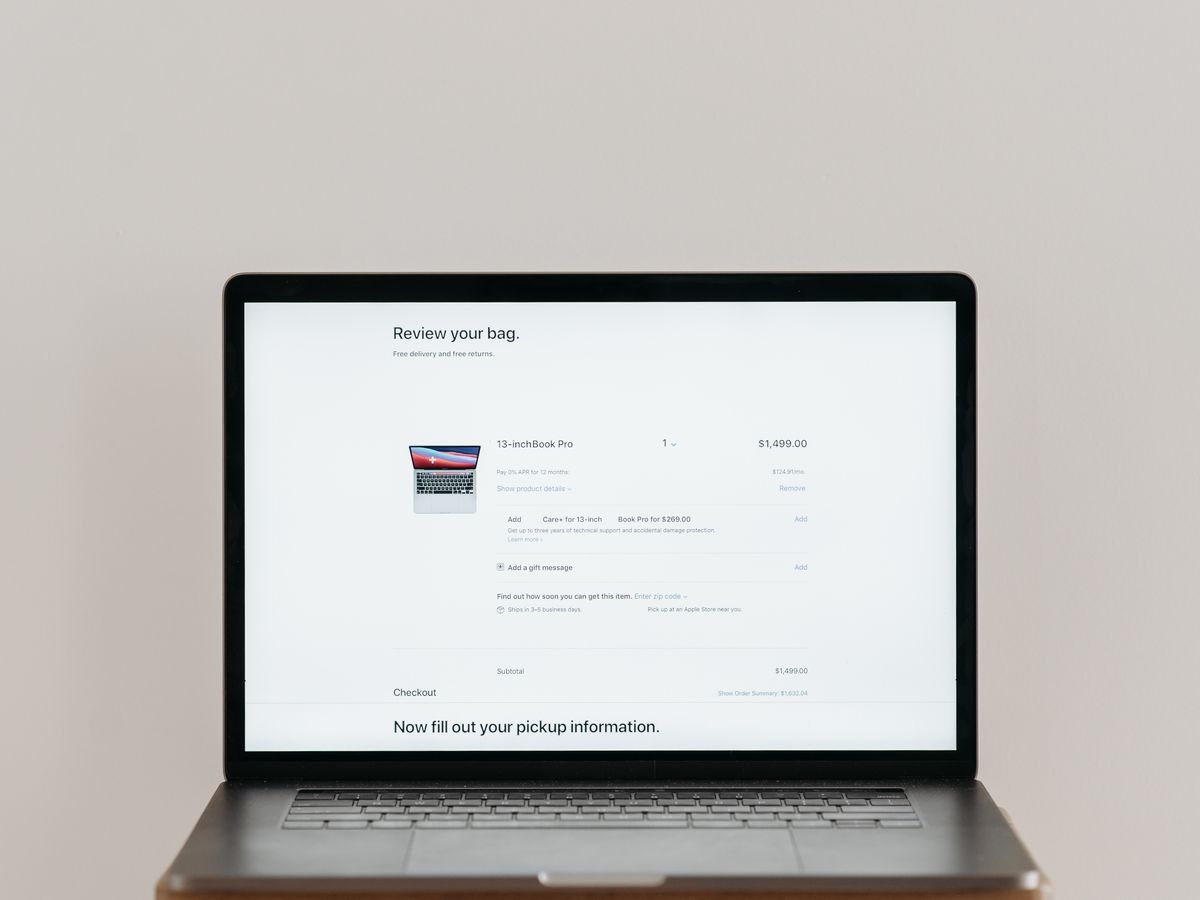 Formulaire de paiement affiché sur un écran d’ordinateur