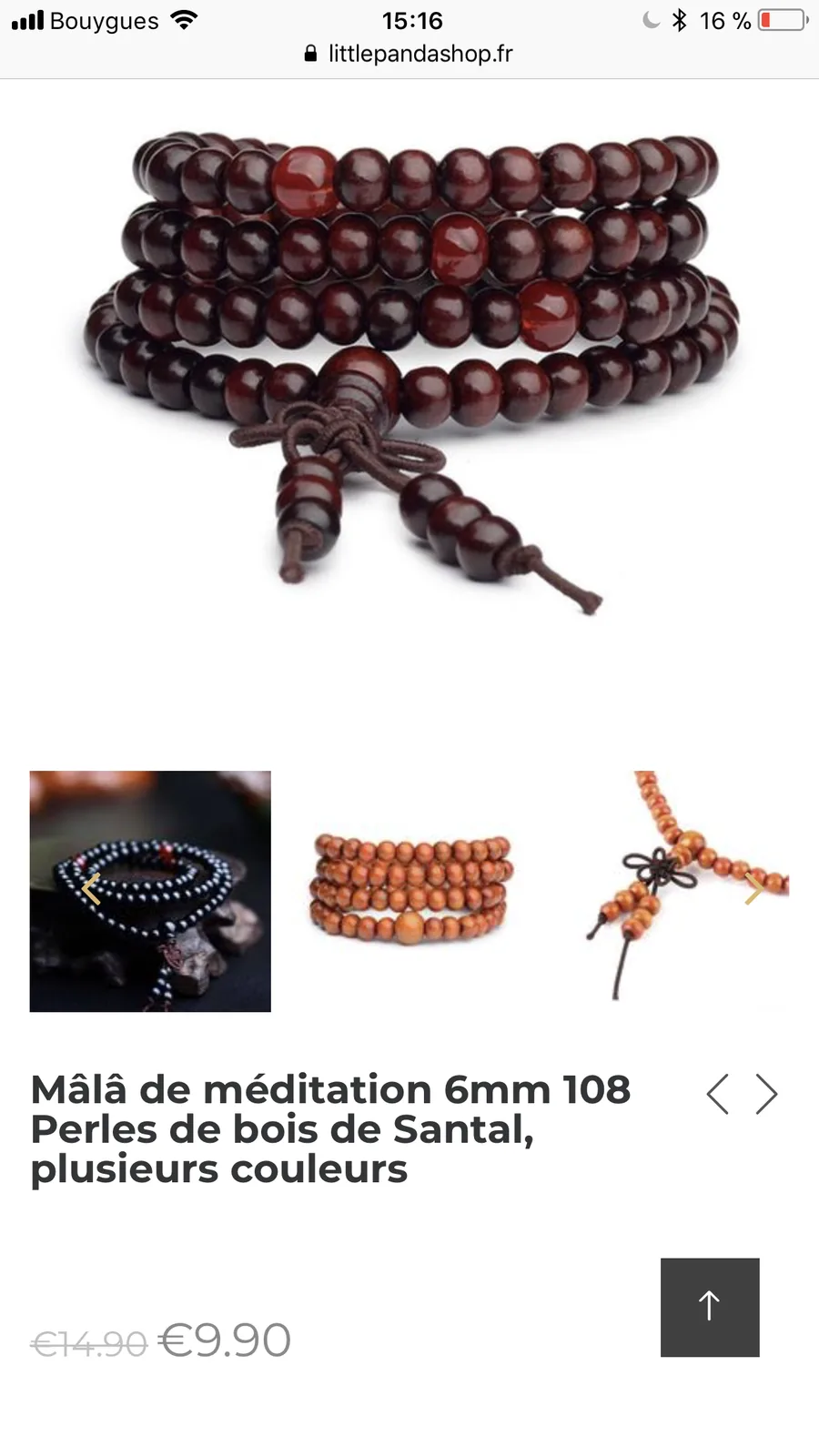Fiche produit d’un mâlâ de méditation à 108 perles de bois de santal